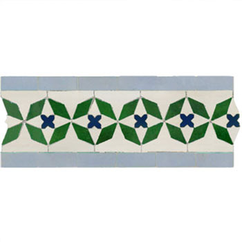 Mosaic House Moroccan tile Diamond 1-17-10-15 White,   Green,   Cobalt Blue,   Sky Blue,    solid zellige, mosaic, zellij, border, glaze, classic 